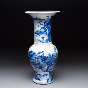 A Chinese blue and white 'riverscape' 'yenyen' vase, 19th C. — photo 3