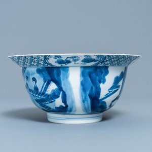 A Chinese blue and white 'Romance of the Western Chamber' klapmuts bowl, Chenghua mark, Kangxi — 照片 5