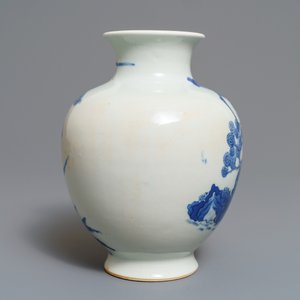A Chinese blue and white 'Romance of the Western Chamber' vase, 19th C. — 照片 3