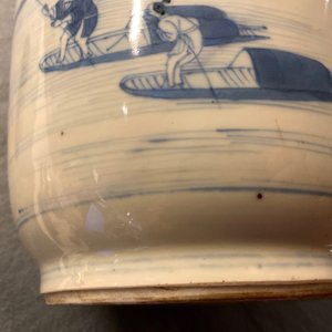A Chinese blue and white rouleau vase with figures in a landscape, Kangxi — photo 20