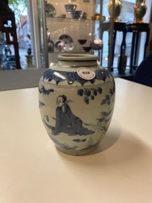 A Chinese blue and white 'sage' jar, Ming — photo 1
