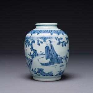A Chinese blue and white 'sage' jar, Ming — photo 2