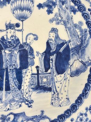 A Chinese blue and white 'Sanxing' dish, Kangxi mark, 19th C. — photo 4