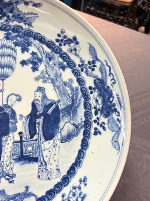 A Chinese blue and white 'Sanxing' dish, Kangxi mark, 19th C. — photo 6