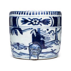 A Chinese blue and white 'Scholars' cylindrical tripod censer — foto 2