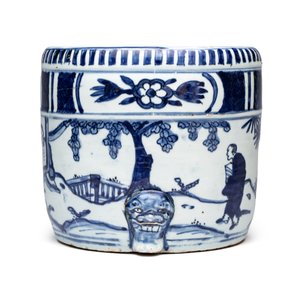 A Chinese blue and white 'Scholars' cylindrical tripod censer — foto 5