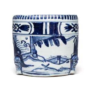 A Chinese blue and white 'Scholars' cylindrical tripod censer — foto 6