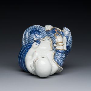 A Chinese blue and white seated Buddha, You Lin Ji Zao 游林記造 mark, Republic — 照片 7