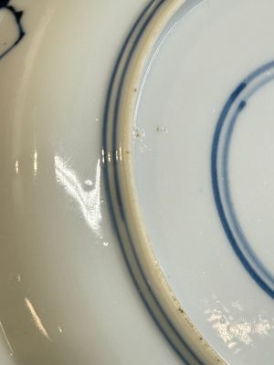 A Chinese blue and white 'Sense of Smell' plate and an 'Amorous Shepherds' plate, Kangxi — photo 14