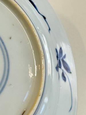 A Chinese blue and white 'Sense of Smell' plate and an 'Amorous Shepherds' plate, Kangxi — photo 15