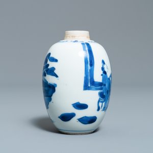 A Chinese blue and white silver-lidded tea caddy, Kangxi — photo 5