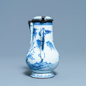 A Chinese blue and white silver-mounted ewer and cover, Yongzheng — 照片 4