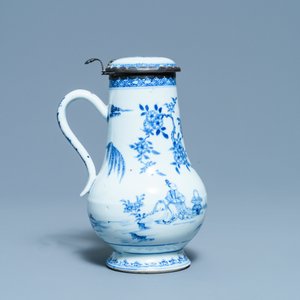 A Chinese blue and white silver-mounted ewer and cover, Yongzheng — 照片 5