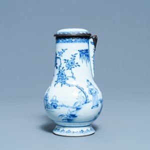 A Chinese blue and white silver-mounted ewer and cover, Yongzheng — 照片 6
