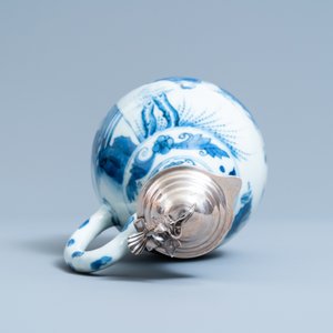 A Chinese blue and white silver-mounted ewer, Transitional period — 照片 7