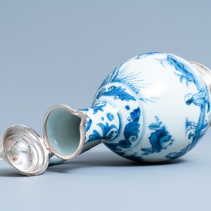 A Chinese blue and white silver-mounted ewer, Transitional period — 照片 8