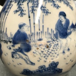A Chinese blue and white silver-mounted jug and cover, Transitional period — 照片 15