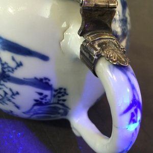 A Chinese blue and white silver-mounted mustard jar, Kangxi — 照片 12
