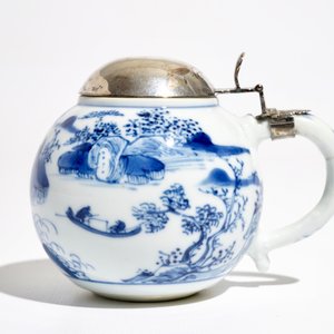 A Chinese blue and white silver-mounted mustard jar, Kangxi — 照片 2