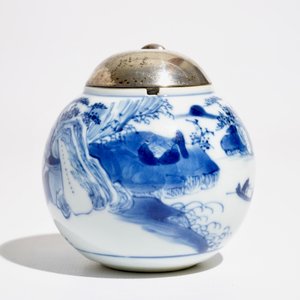 A Chinese blue and white silver-mounted mustard jar, Kangxi — 照片 3