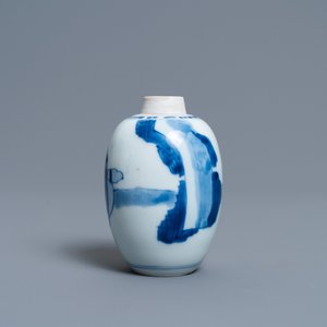 A Chinese blue and white silver-mounted tea caddy, Kangxi — photo 4