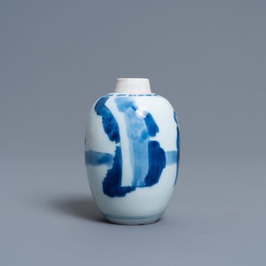A Chinese blue and white silver-mounted tea caddy, Kangxi — photo 5