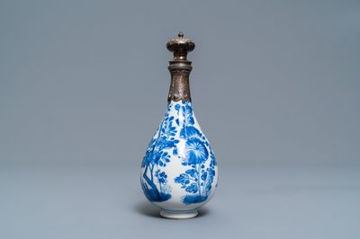 A Chinese blue and white silver-mounted vase, Kangxi