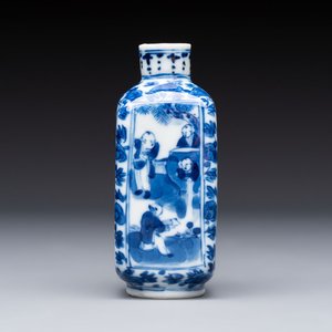 A Chinese blue and white 'Sima Guang 司馬光' snuff bottle, Qianlong mark, 19th C. — foto 1