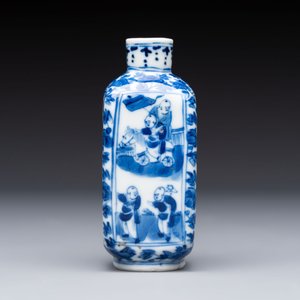 A Chinese blue and white 'Sima Guang 司馬光' snuff bottle, Qianlong mark, 19th C. — foto 2