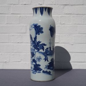 A Chinese blue and white sleeve vase with figural design all-round, Transitional period — 照片 8