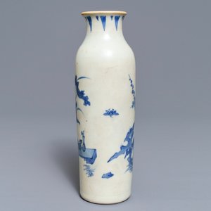 A Chinese blue and white sleeve vase with flowervases, Hatcher cargo, Transitional period — 照片 4