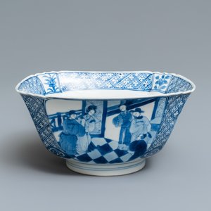 A Chinese blue and white square bowl, Chenghua mark, Kangxi — 照片 1