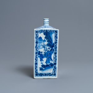 A Chinese blue and white square flask, Transitional period — 照片 3