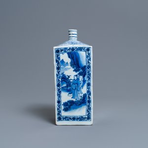A Chinese blue and white square flask, Transitional period — 照片 5