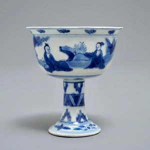 A Chinese blue and white stem cup, Chongzhen — photo 2