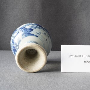 A Chinese blue and white stem cup with a continuous landscape scene, Kangxi/Yongzheng — 照片 11