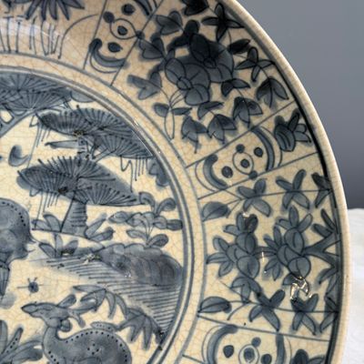 A Chinese blue and white Swatow 'Deer' dish — 照片 6