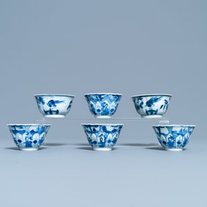 A Chinese blue and white tea caddy, six cups, two saucers and two plates, Kangxi/Yongzheng — 照片 12