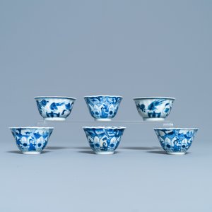 A Chinese blue and white tea caddy, six cups, two saucers and two plates, Kangxi/Yongzheng — 照片 14