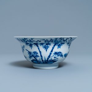 A Chinese blue and white 'Three friends of winter' bowl, Kangxi mark and of the period — 照片 3