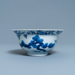 A Chinese blue and white 'Three friends of winter' bowl, Kangxi mark and of the period — 照片 4