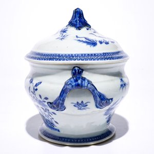 A Chinese blue and white tureen and cover, Qianlong and an "Aster pattern" dish, Kangxi — 照片 6