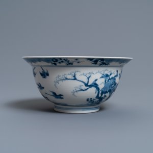 A Chinese blue and white 'twelve magpies' bowl, Chenghua mark, Kangxi — photo 3