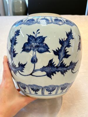 A Chinese blue and white vase, a jar and a covered box, Kangxi — photo 4
