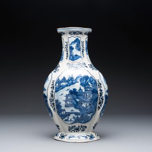 A Chinese blue and white vase depicting the Pearl River and the Whampoa Pagoda, Qianlong mark and of the period — photo 3