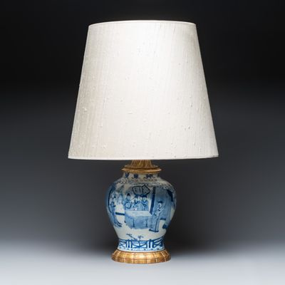 A Chinese blue and white vase mounted as lamp, Kangxi