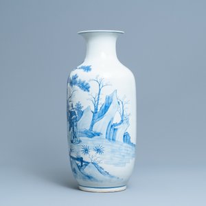 A Chinese blue and white vase with a narrative scene, Kangxi mark, 19th C. — 照片 4
