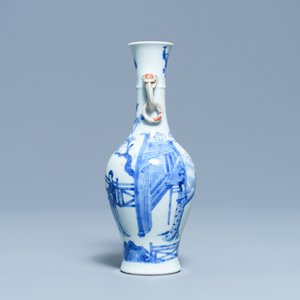 A Chinese blue and white vase with elephant handles, Kangxi mark and of the period — photo 2