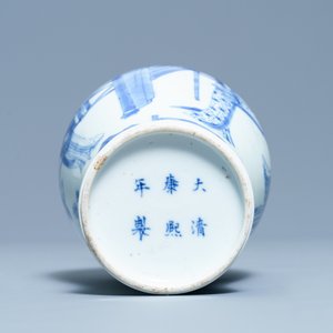 A Chinese blue and white vase with elephant handles, Kangxi mark and of the period — photo 6