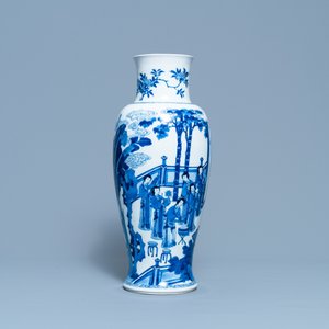 A Chinese blue and white vase with female musicians and dancers, Kangxi — photo 2